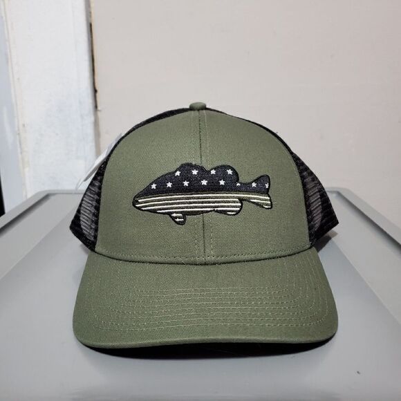 Avid Bass Mericana Trucker Hat / Cap Adjustable Snapback MH32007 Olive/Black - Picture 1 of 9